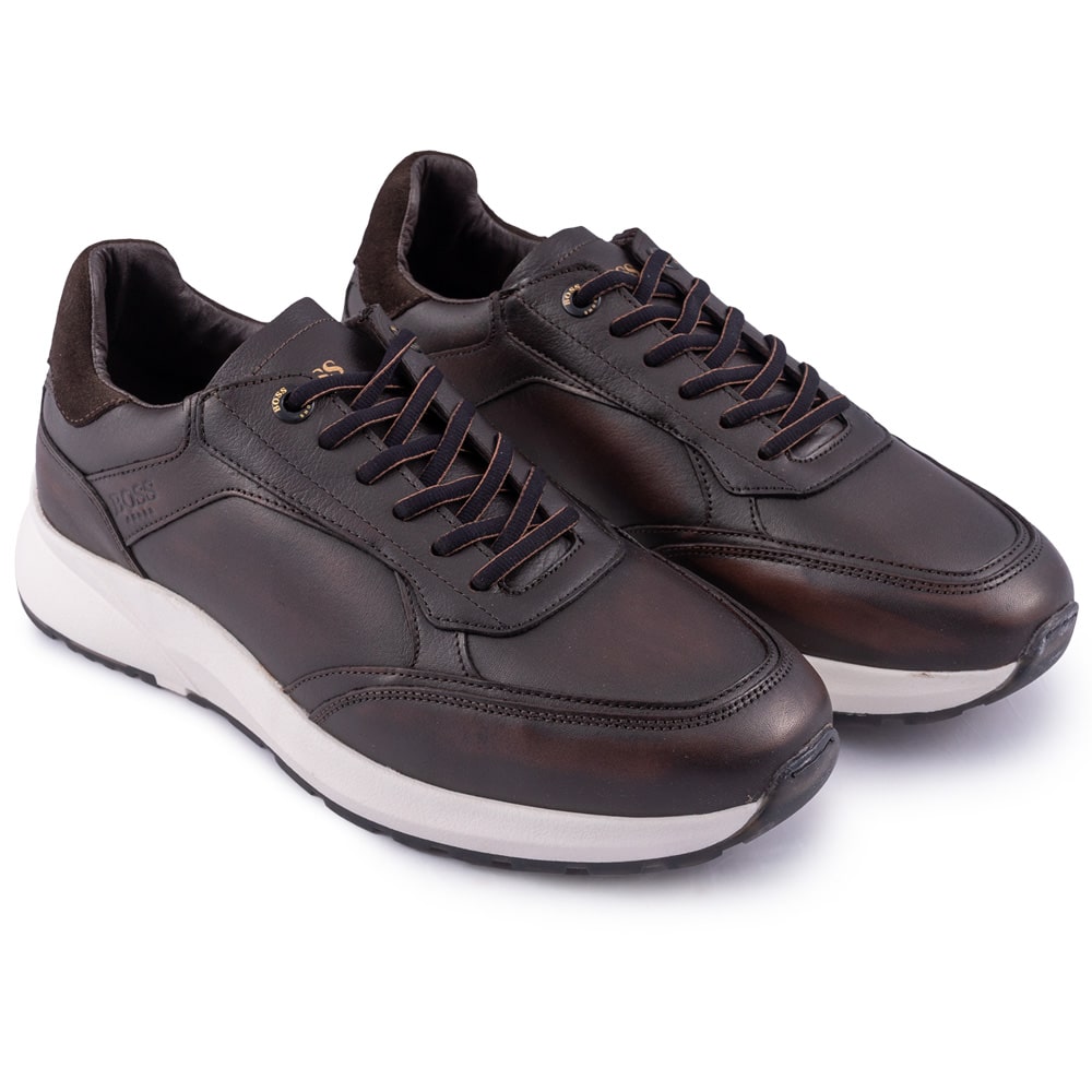 Boss Shoes Καφέ Sneakers 100% Leather - AZ273