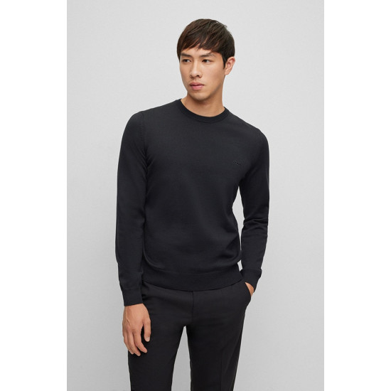 Boss Μαύρο Πουλόβερ C Neck 100% Wool - 50476364