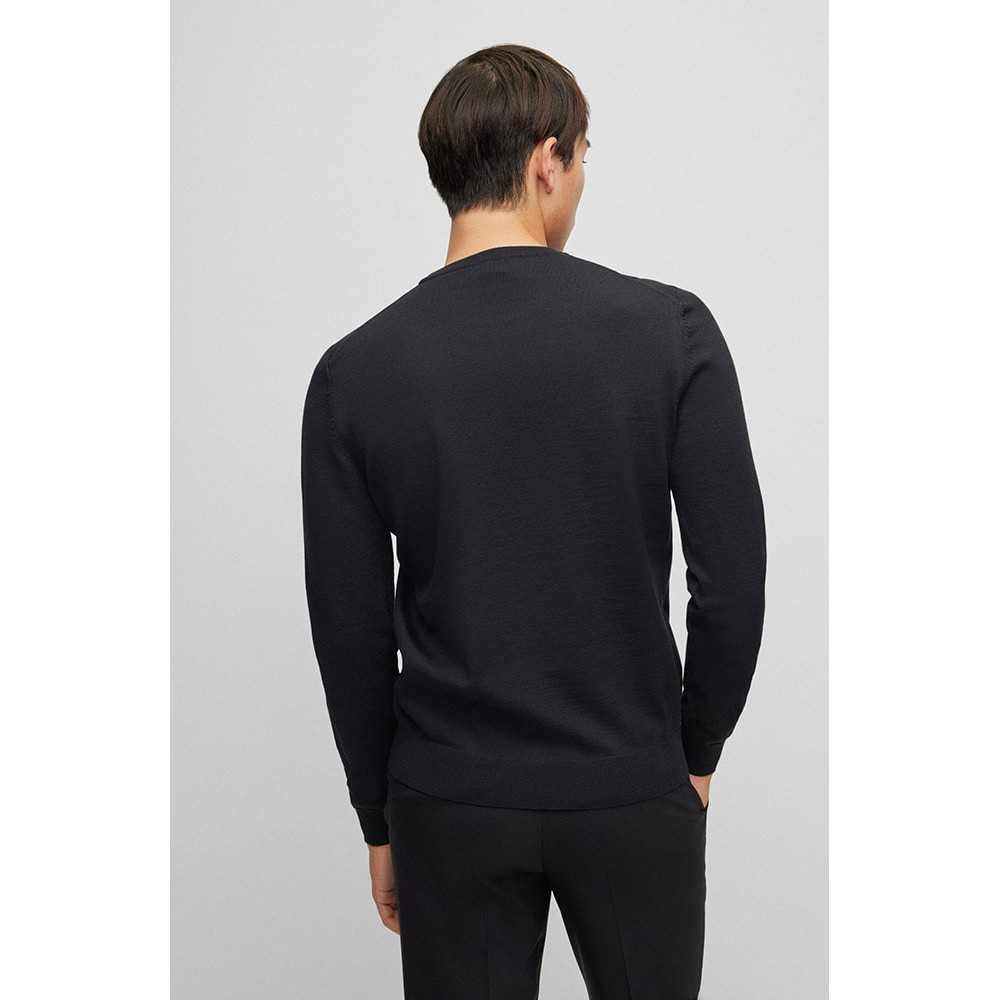 Boss Μαύρο Πουλόβερ C Neck 100% Wool - 50476364