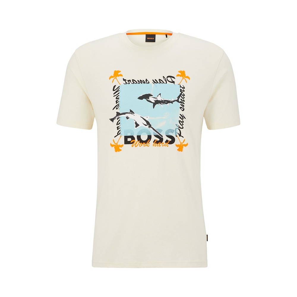 Boss Εκρού T-shirt - 50491716