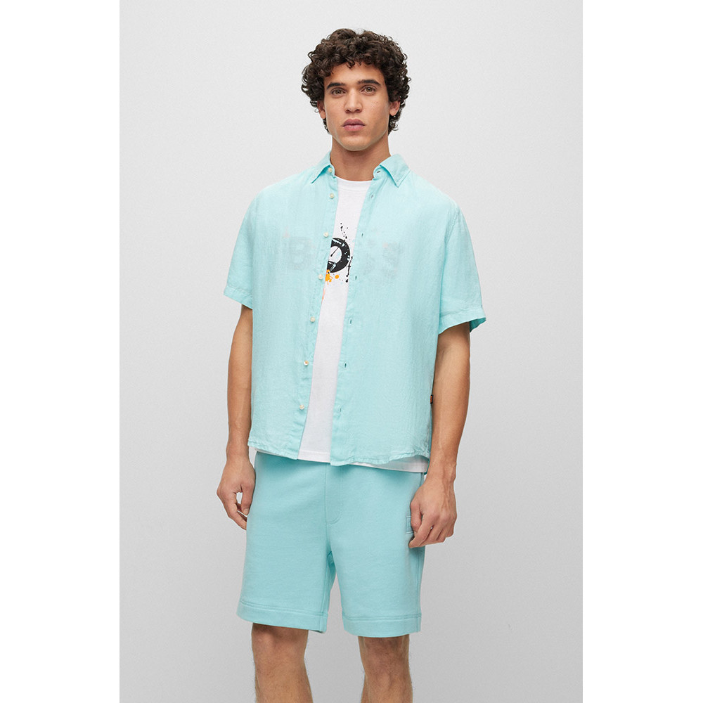 Boss Γαλάζιο Πουκάμισο 100% Linen - 50489345