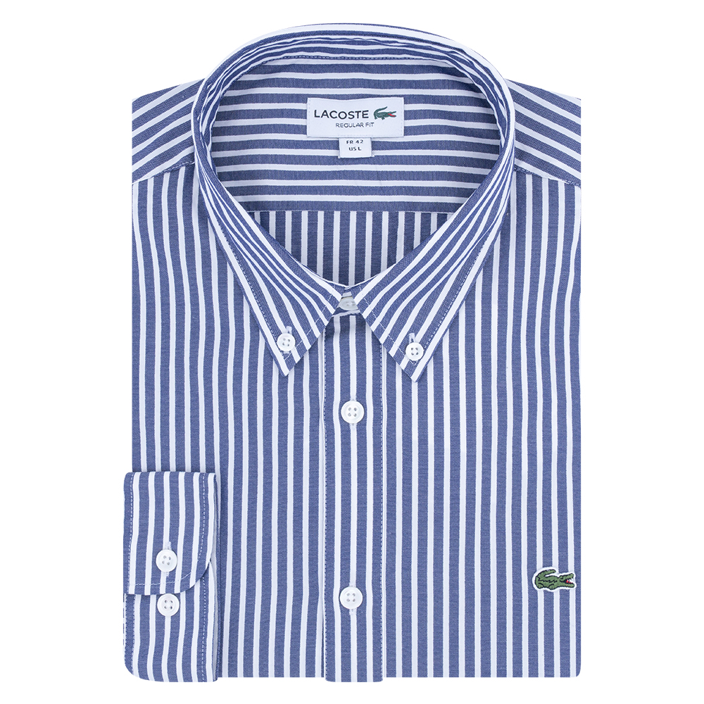 Lacoste Μπλε Ριγέ Πουκάμισο Button Down - 3CH2936