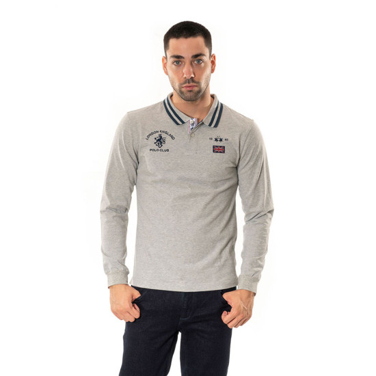La Martina Γκρι Μακρυμάνικο polo - 3LMOMP325