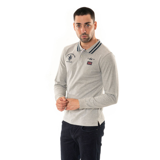 La Martina Γκρι Μακρυμάνικο polo - 3LMOMP325