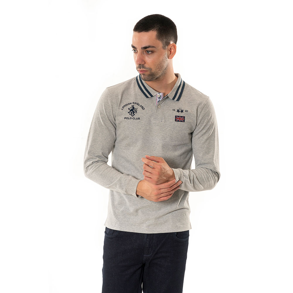 La Martina Γκρι Μακρυμάνικο polo - 3LMOMP325
