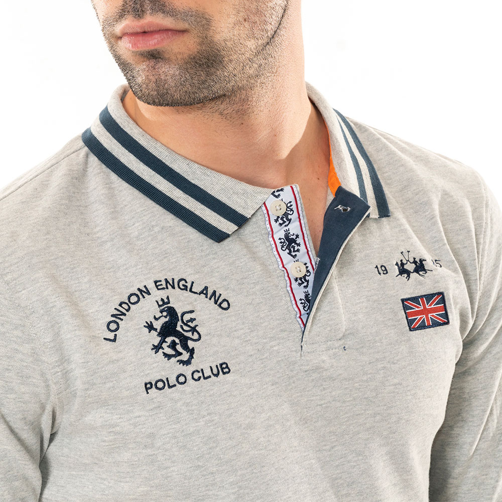 La Martina Γκρι Μακρυμάνικο polo - 3LMOMP325