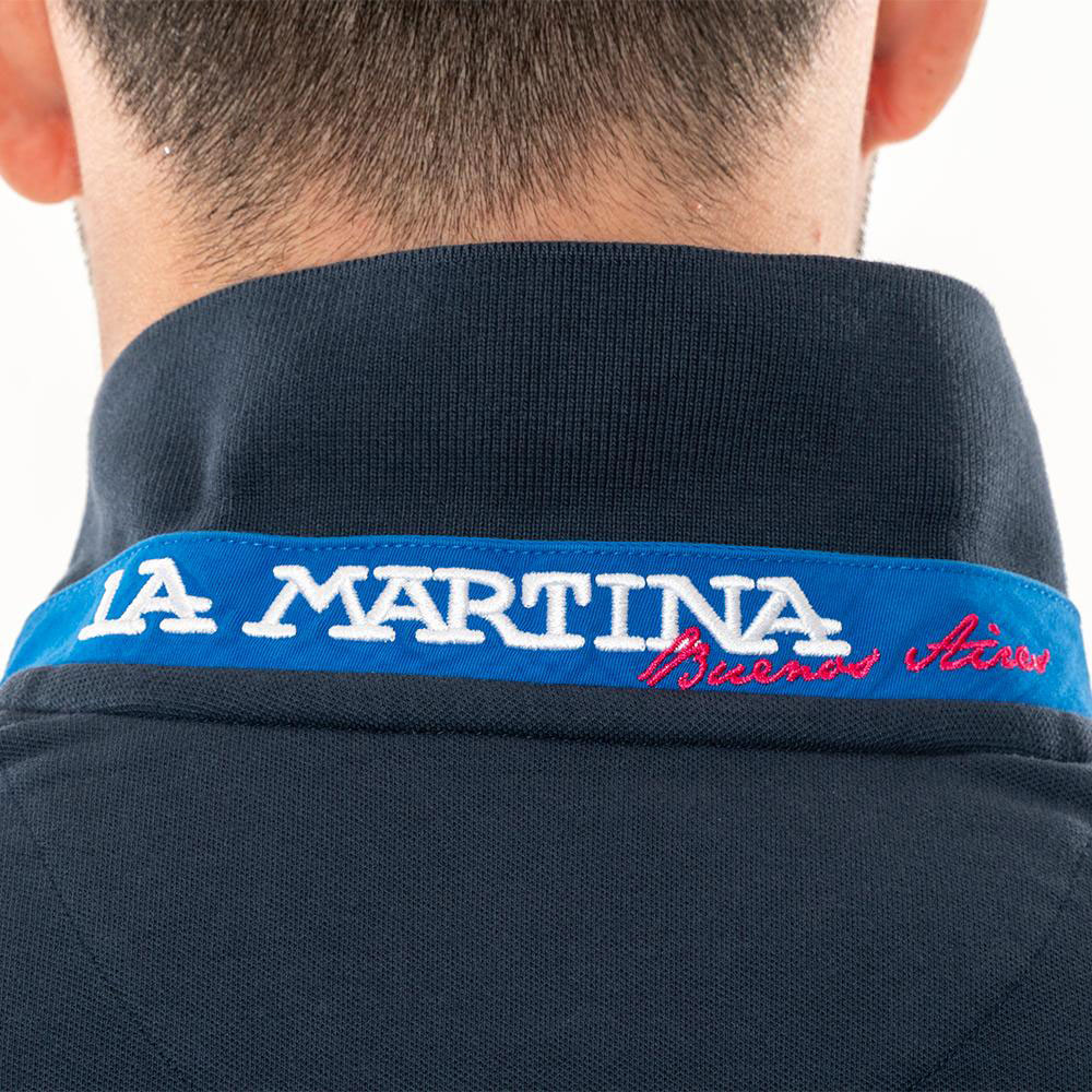 LA MARTINA Μπλε Μακρυμάνικο polo - 3LMCCMP04