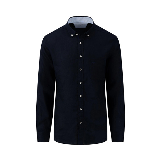 Fynch-Hatton Μπλε Σκούρο Πουκάμισο 100% Linen - 1413  6000