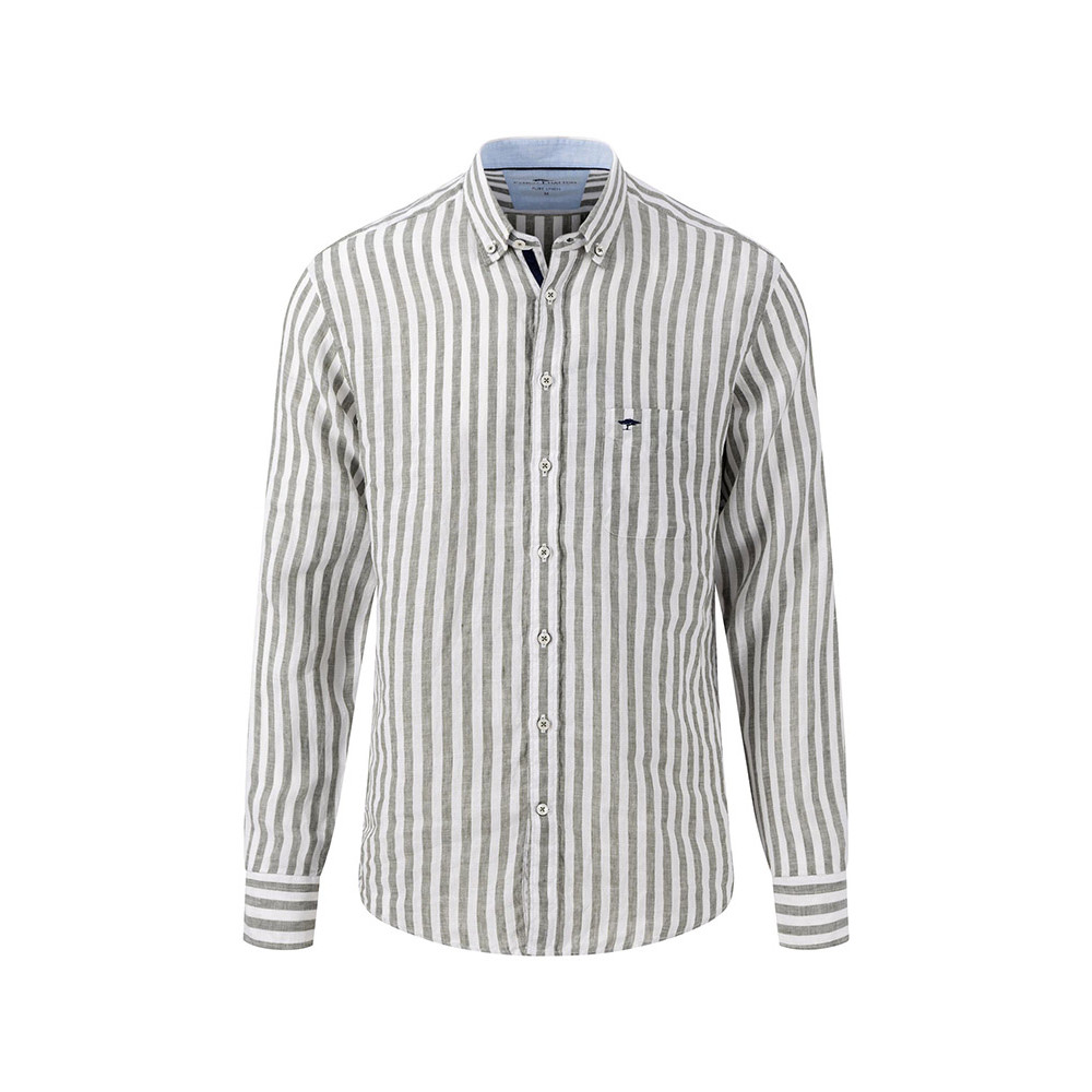 Fynch-Hatton Λευκό Ριγέ Πουκάμισο 100% Linen - 1413  6020