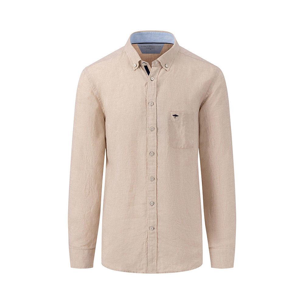 Fynch-Hatton Μπεζ Πουκάμισο 100% Linen - 1413  6000