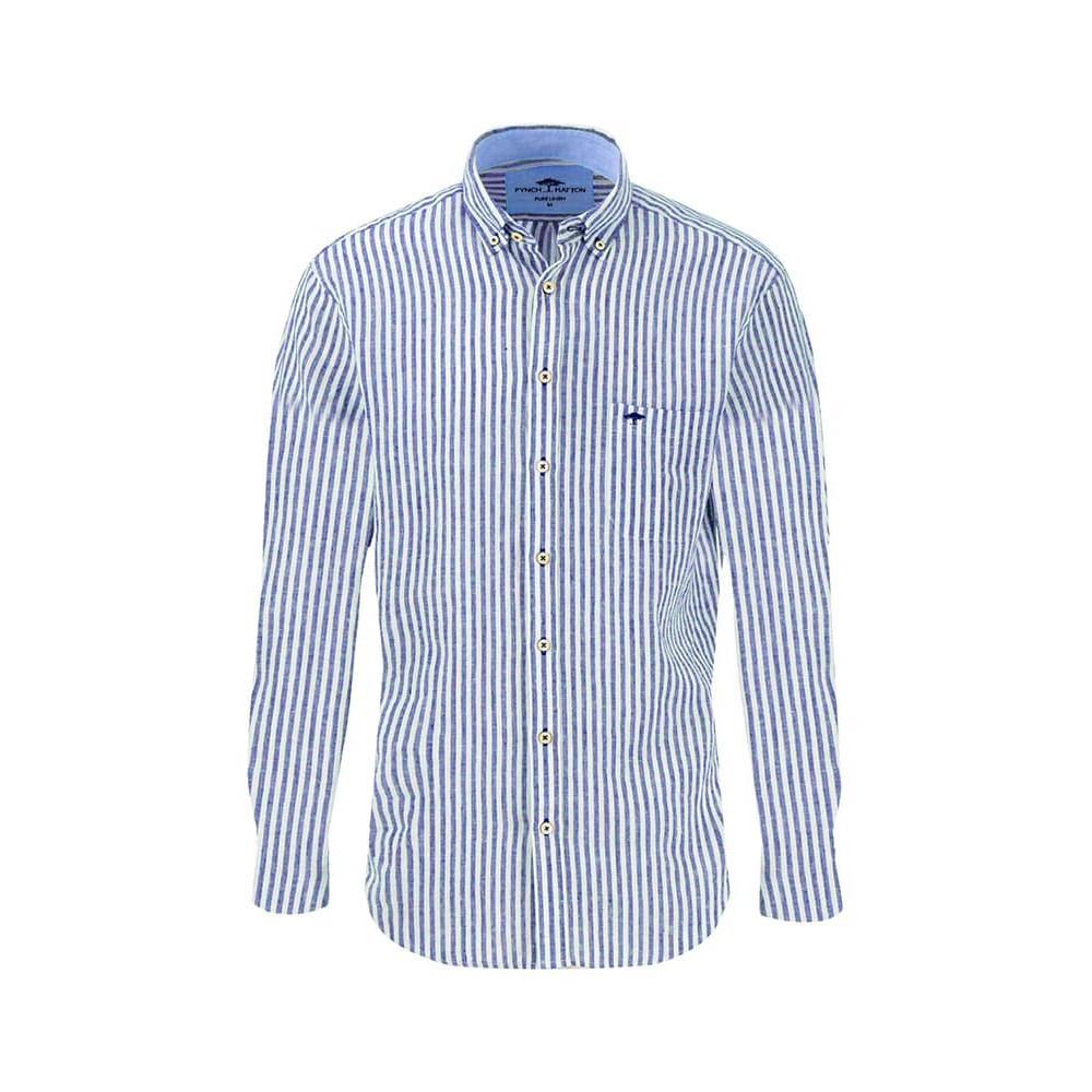 Fynch-Hatton Μπλε Πουκάμισο Button Down Ριγέ - 1504  6140
