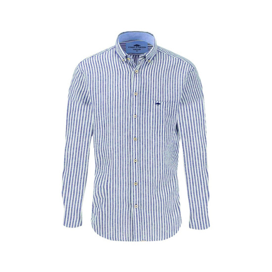 Fynch-Hatton Μπλε Πουκάμισο Button Down Ριγέ - 1504  6140