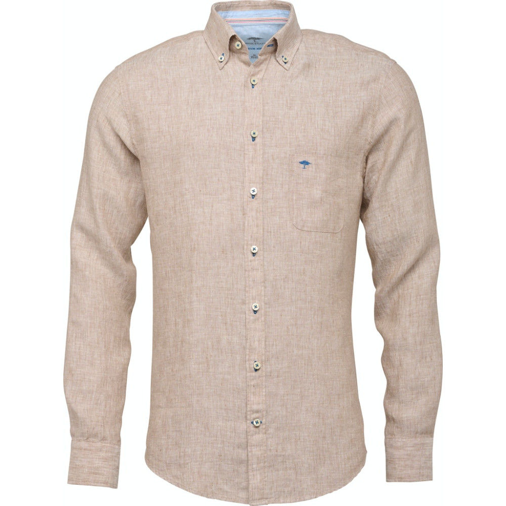 FYNCH HATTON Μπεζ Πουκάμισο Button Down 100% Linen - 1122 6030