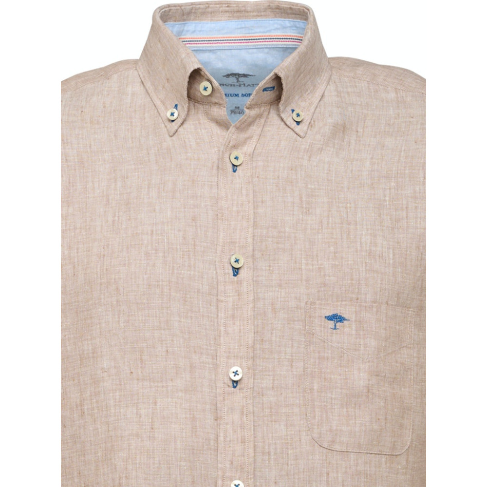 FYNCH HATTON Μπεζ Πουκάμισο Button Down 100% Linen - 1122 6030