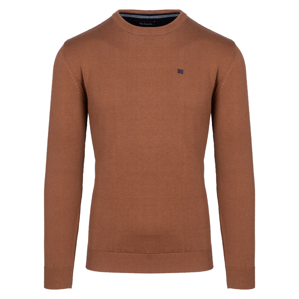 GUY LAROCHE Πλεκτή Μπλούζα Round Neck 100% Cotton GL2129201 Ταμπά