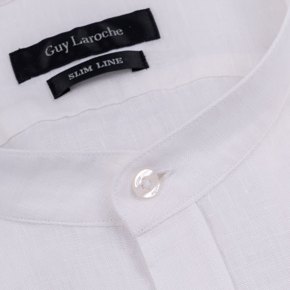 Guy Laroche Λευκό Πουκάμισο Mao 100% Linen - GL2318203/SLMAO
