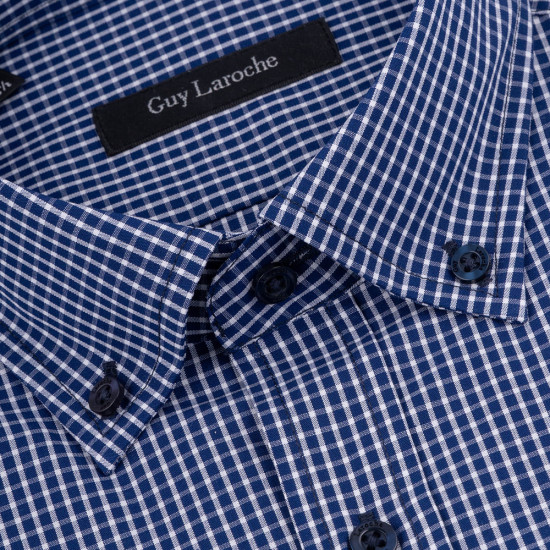 Guy Laroche Μπλε Καρό Πουκάμισο Button Down - GLDS18292/BD-1