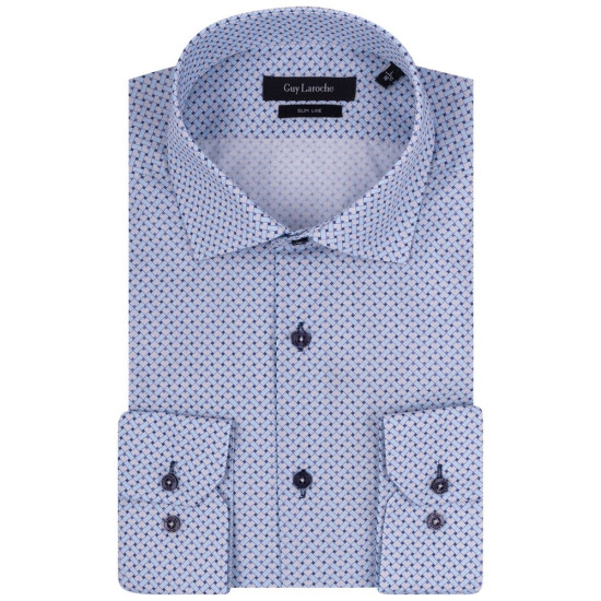 Guy Laroche Λευκό/Μπλε Πουκάμισο Με Σχέδιο - GLDS18712/SL