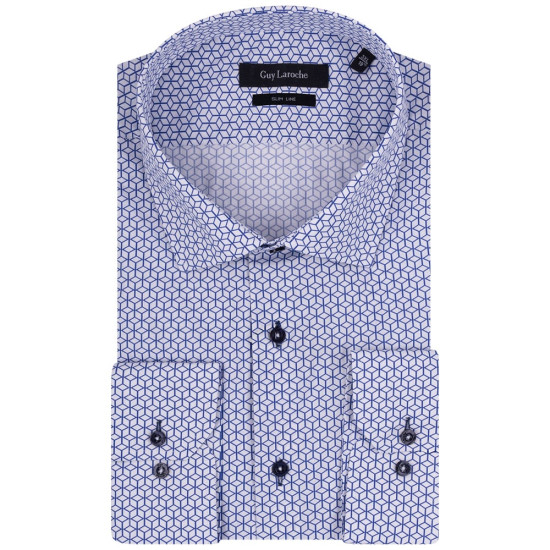 Guy Laroche Λευκό/Μπλε Πουκάμισο Με Μικροσχέδιο - GLDS18732/SL