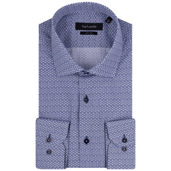 Guy Laroche Λευκό/Μπλε Πουκάμισο Με Μικροσχέδιο - GLDS18732/SL