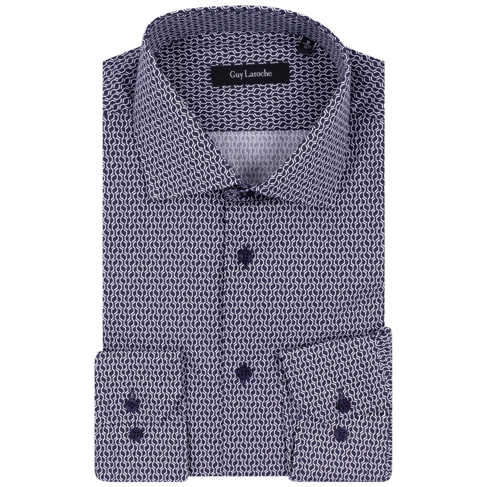 Guy Laroche Μπλε Πουκάμισο Με Σχέδιο Slim Fit - GLDW28721/SL