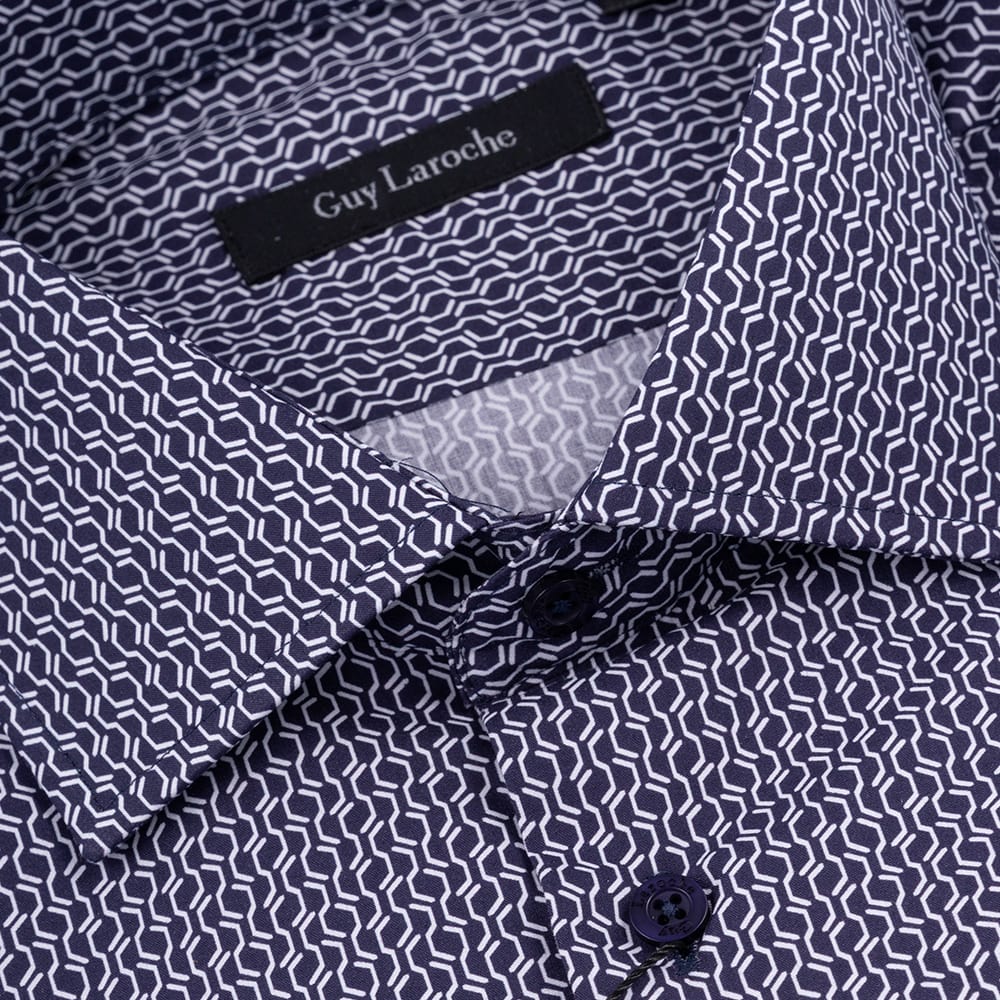 Guy Laroche Μπλε Πουκάμισο Με Σχέδιο Slim Fit - GLDW28721/SL