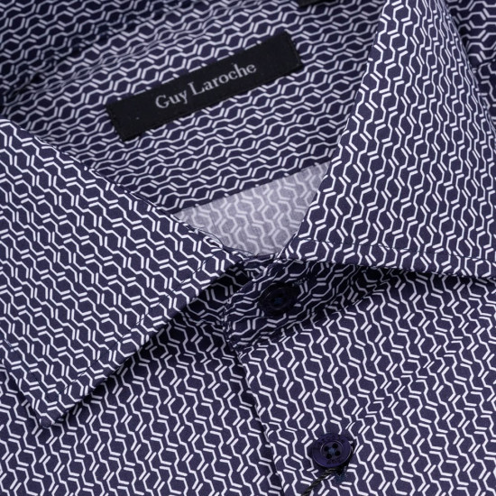 Guy Laroche Μπλε Πουκάμισο Με Σχέδιο Regular Fit - GLDW28721/CL