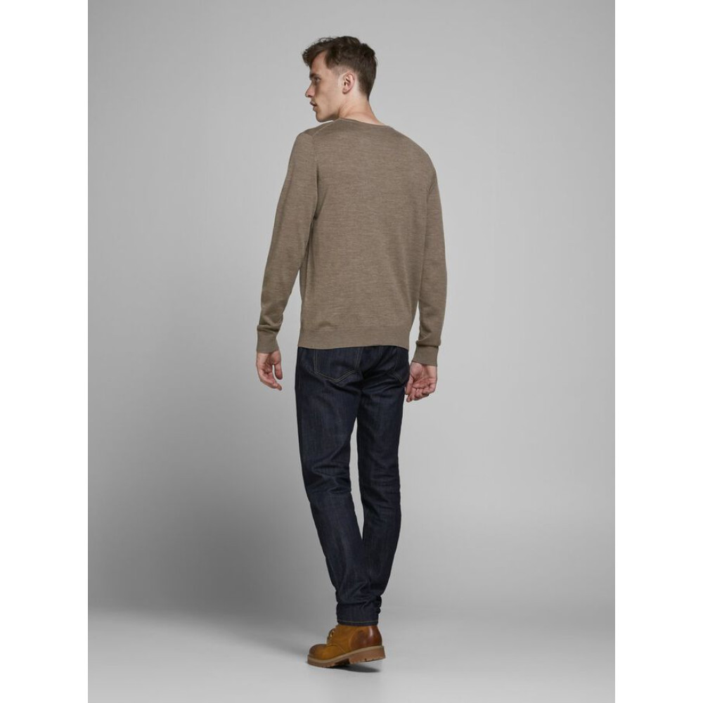 JACK & JONES Καφέ Πουλόβερ C Neck 100% Wool - 12175288