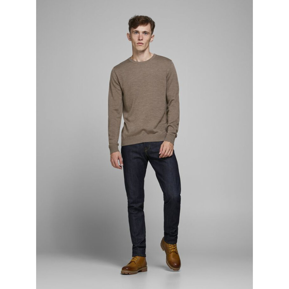 JACK & JONES Καφέ Πουλόβερ C Neck 100% Wool - 12175288