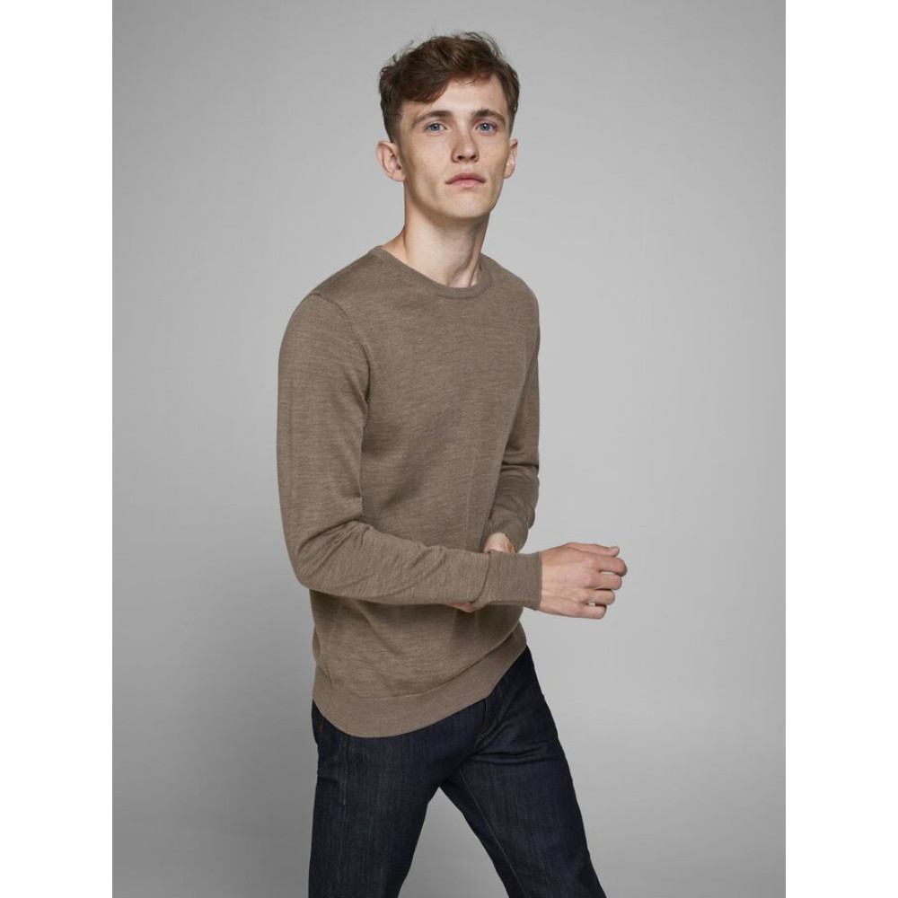JACK & JONES Καφέ Πουλόβερ C Neck 100% Wool - 12175288