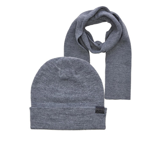 Jack and Jones Γκρι Σετ Κασκόλ Σκουφί - 12163827