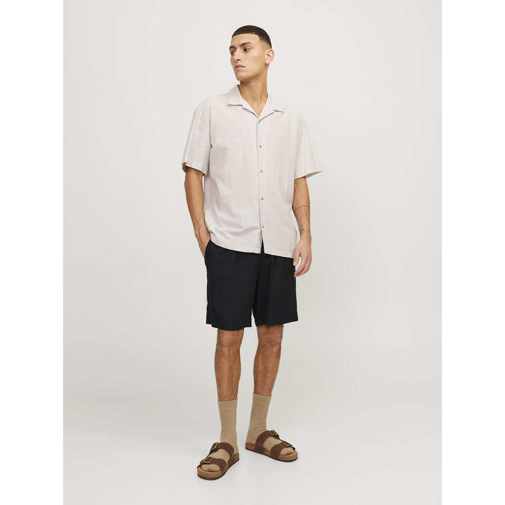 Jack and Jones Μαύρη Βερμούδα 100% Λινό - 12253134