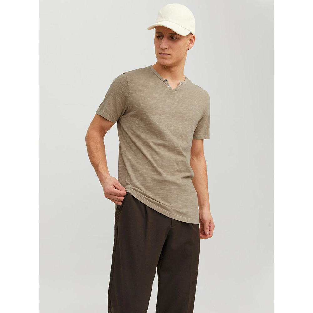 Jack and Jones Μπεζ T-shirt V-Neck - 12164972