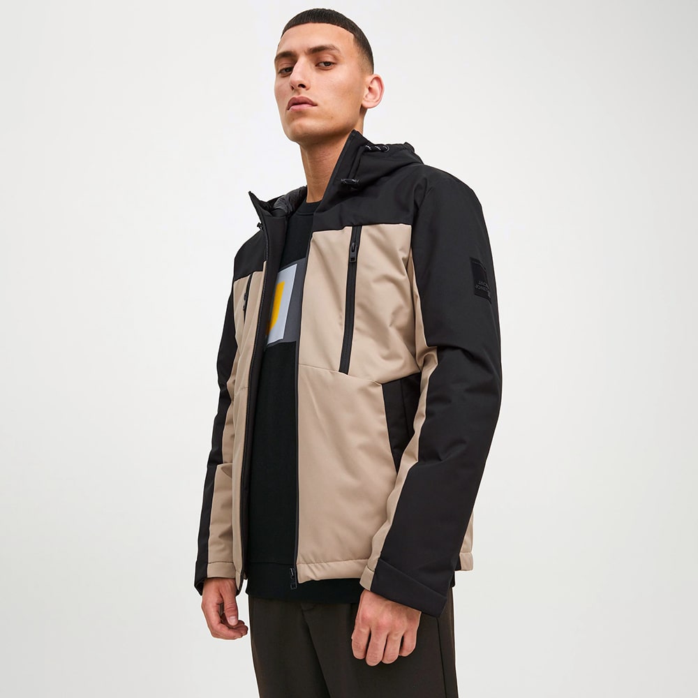 Jack and Jones Εκρού - Μαύρο Μπουφάν - 12214640 
