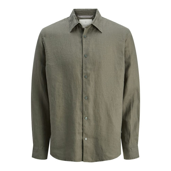 Jack and Jones Χακί Πουκάμισο 100% Λινό - 12273907