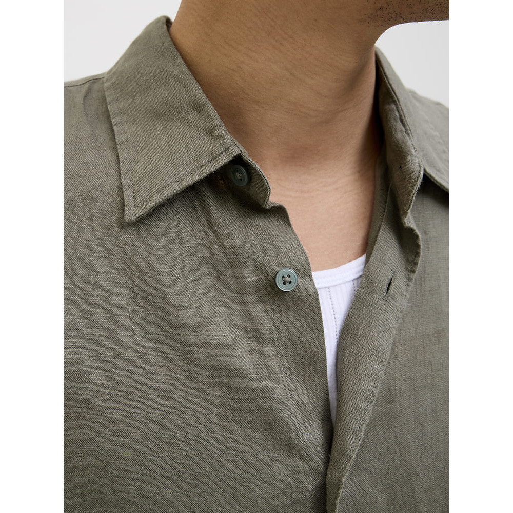 Jack and Jones Χακί Πουκάμισο 100% Λινό - 12273907
