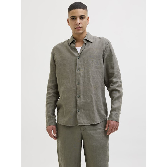 Jack and Jones Χακί Πουκάμισο 100% Λινό - 12273907