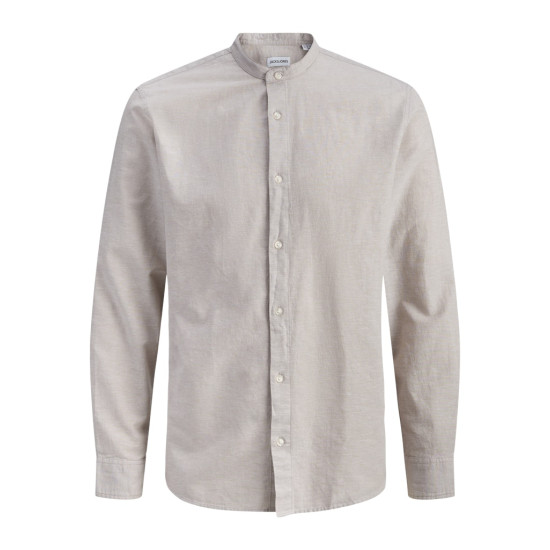 Jack and Jones Μπεζ Πουκάμισο Mao Linen Blend - 12288601