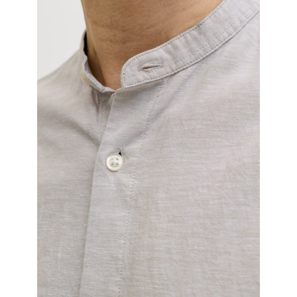 Jack and Jones Μπεζ Πουκάμισο Mao Linen Blend - 12288601