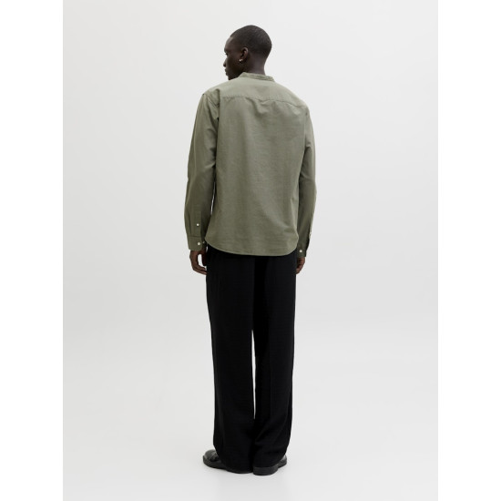 Jack and Jones Λαδί Πουκάμισο Mao Linen Blend - 12288601