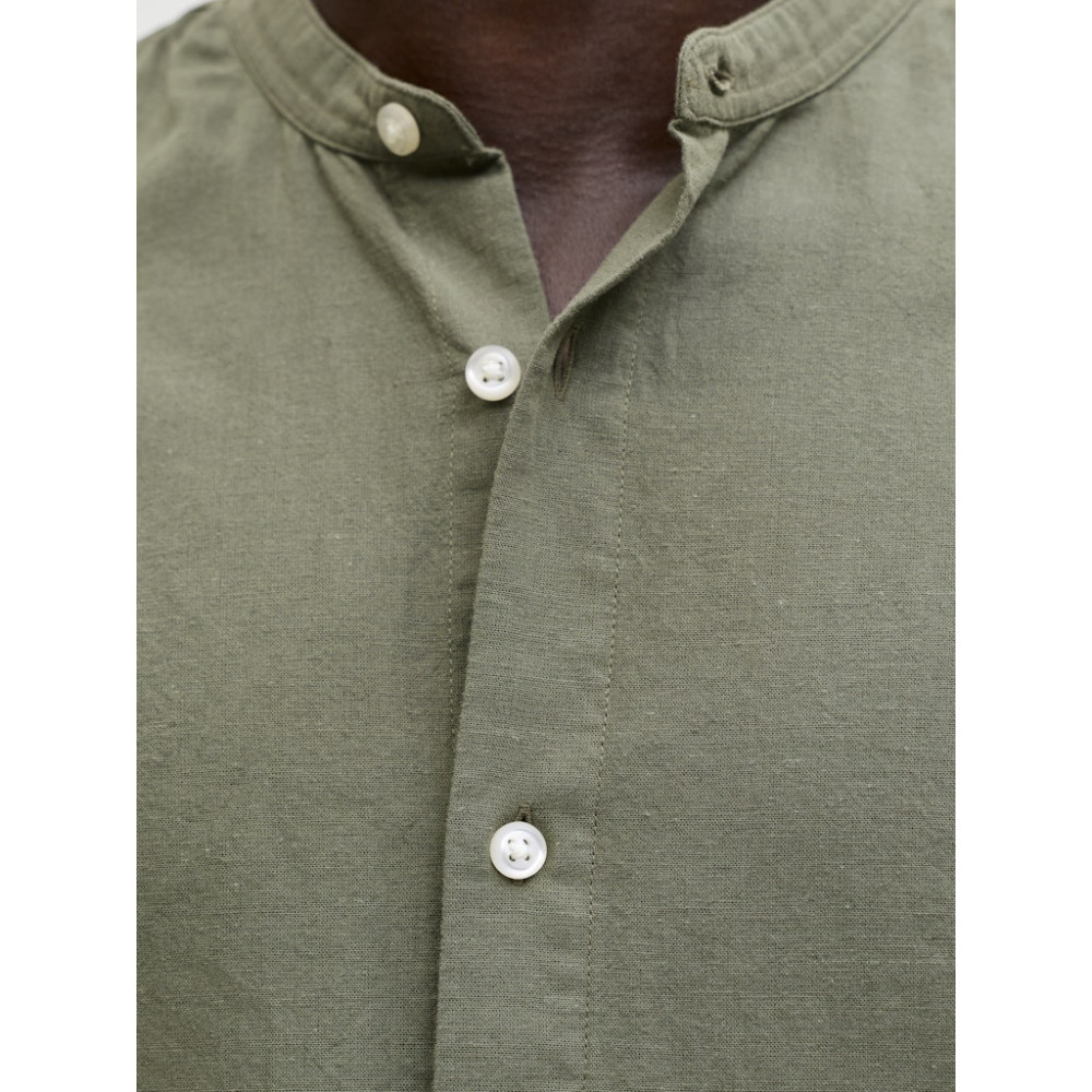 Jack and Jones Λαδί Πουκάμισο Mao Linen Blend - 12288601