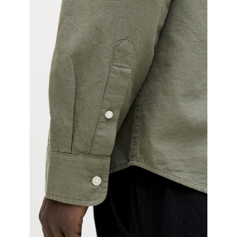 Jack and Jones Λαδί Πουκάμισο Mao Linen Blend - 12288601