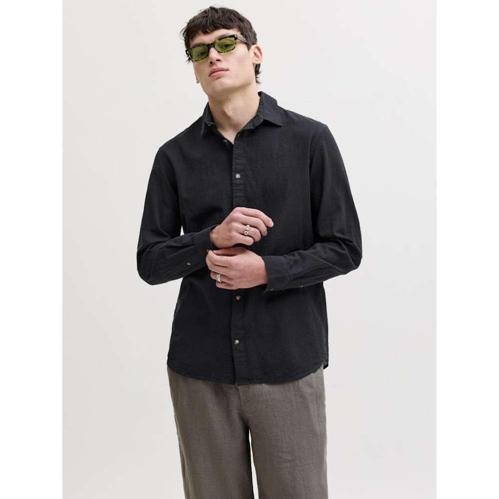 Jack and Jones Μαύρο Πουκάμισο Linen Blend - 12289174