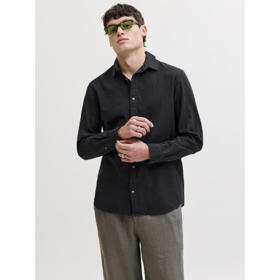 Jack and Jones Μαύρο Πουκάμισο Linen Blend - 12289174