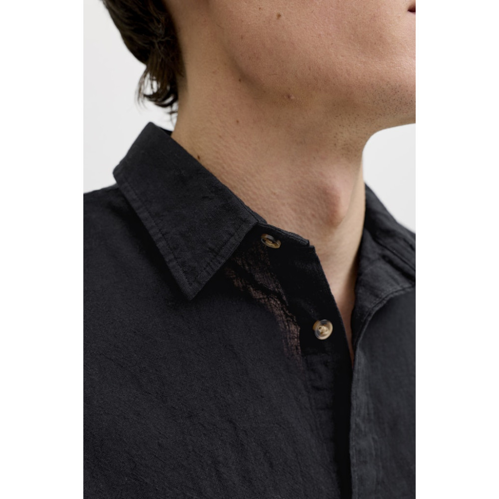 Jack and Jones Μαύρο Πουκάμισο Linen Blend - 12289174
