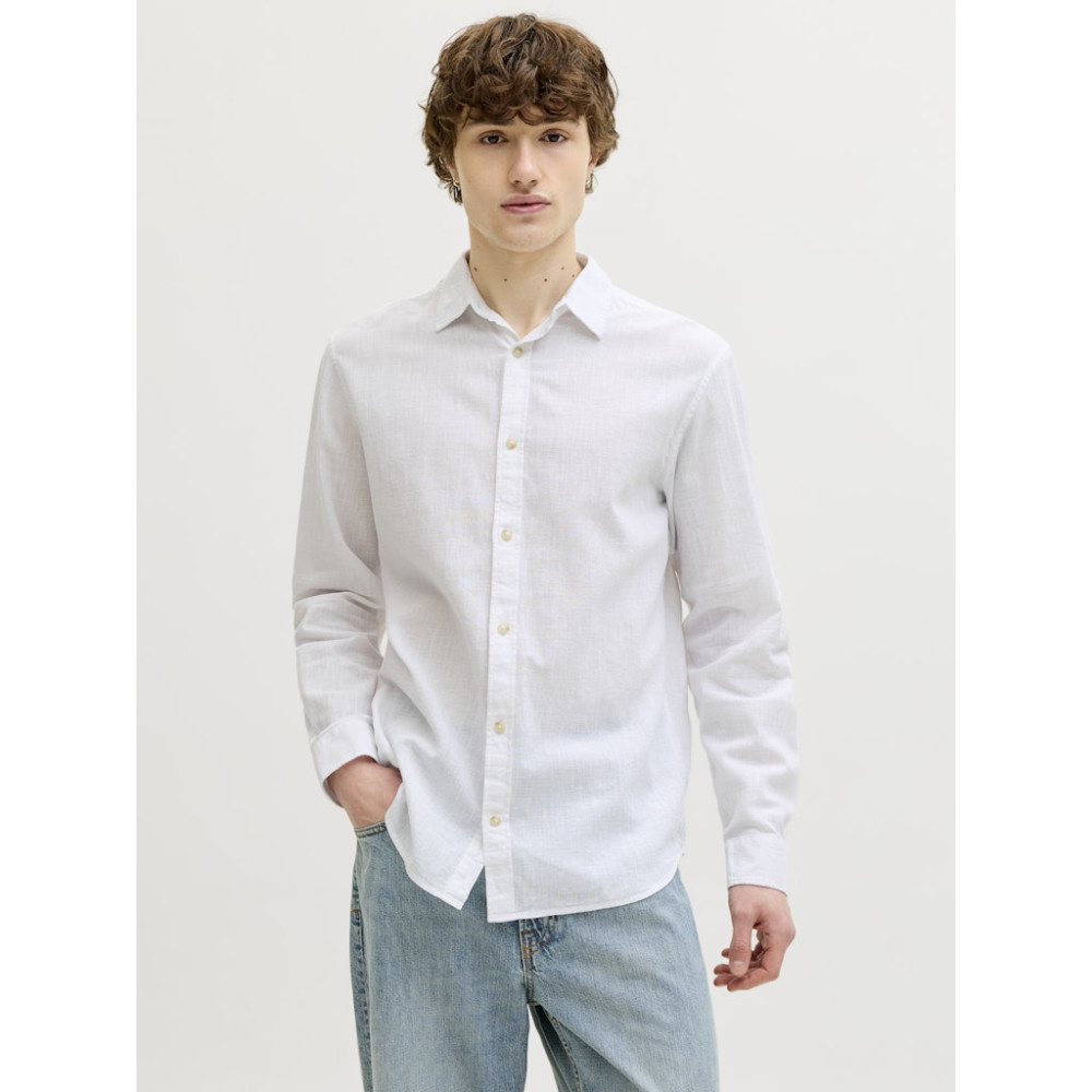 Jack and Jones Λευκό Πουκάμισο Linen Blend - 12289174