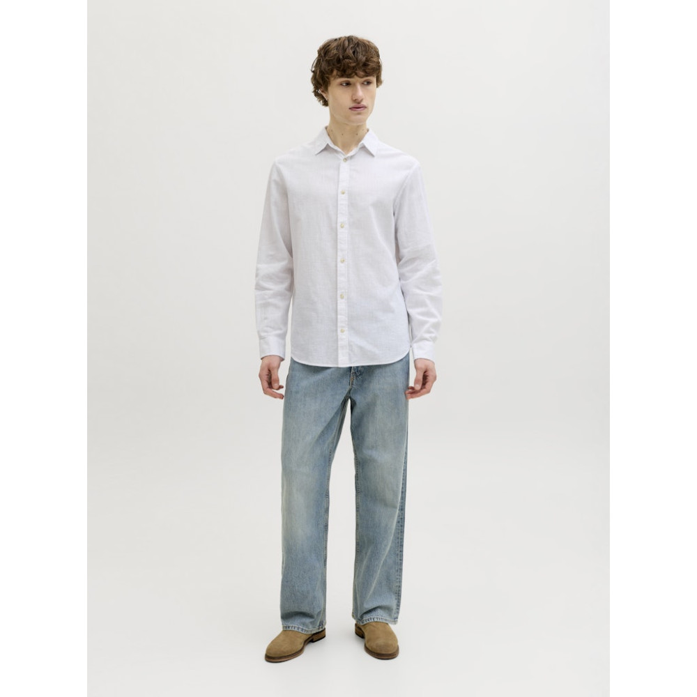 Jack and Jones Λευκό Πουκάμισο Linen Blend - 12289174