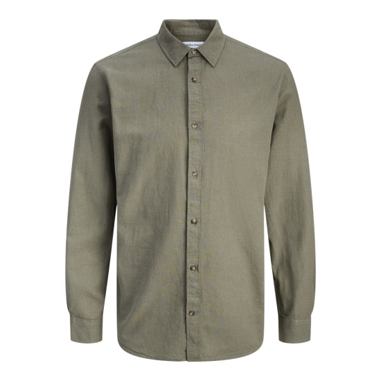 Jack and Jones Λαδί Πουκάμισο Linen Blend - 12289174