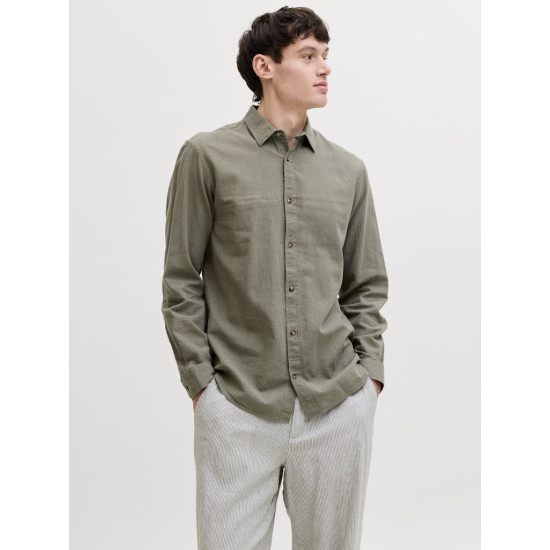 Jack and Jones Λαδί Πουκάμισο Linen Blend - 12289174