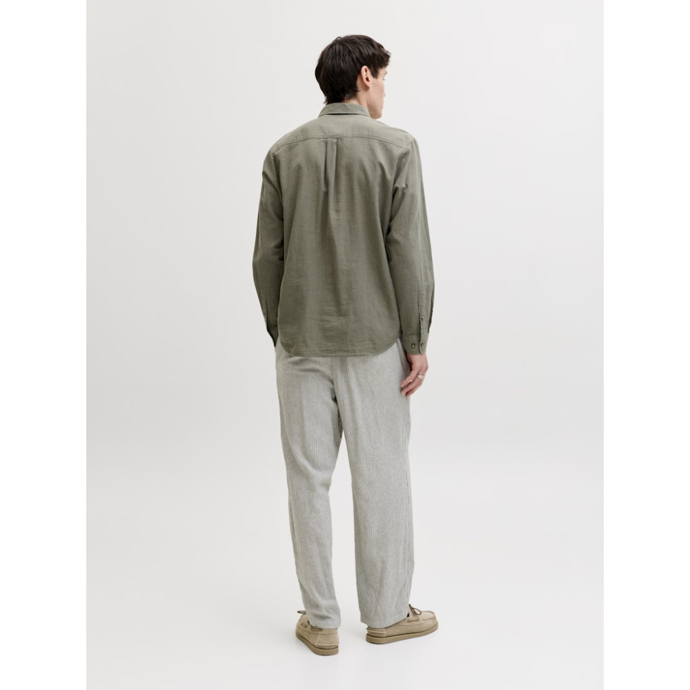 Jack and Jones Λαδί Πουκάμισο Linen Blend - 12289174